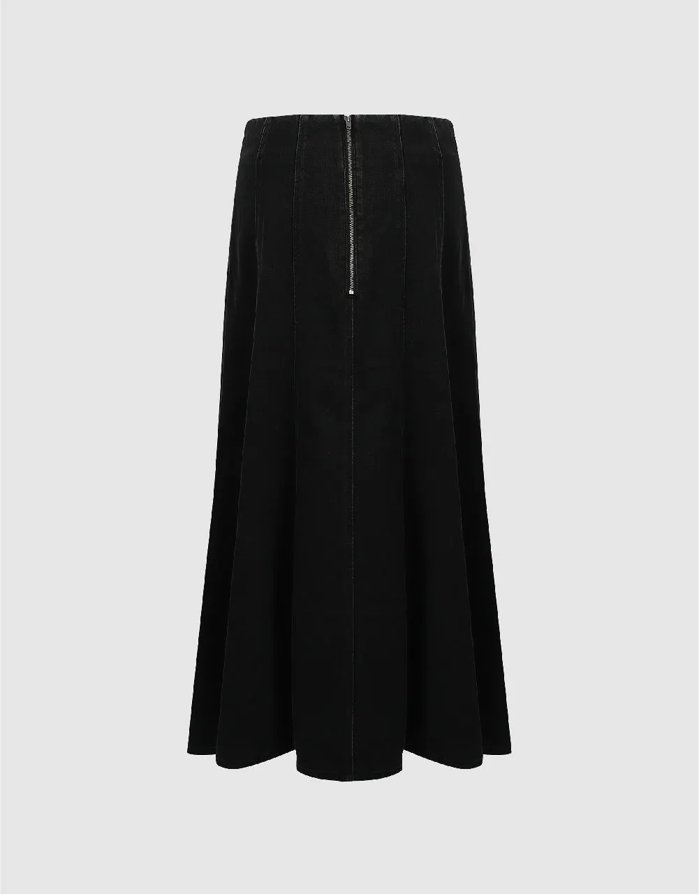 Midi A-Line Denim Skirt