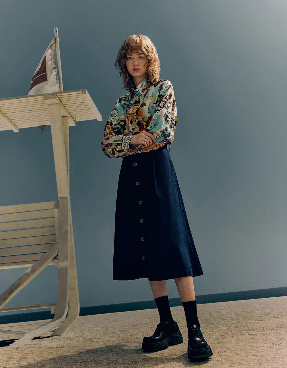 Midi A-Line Skirt
