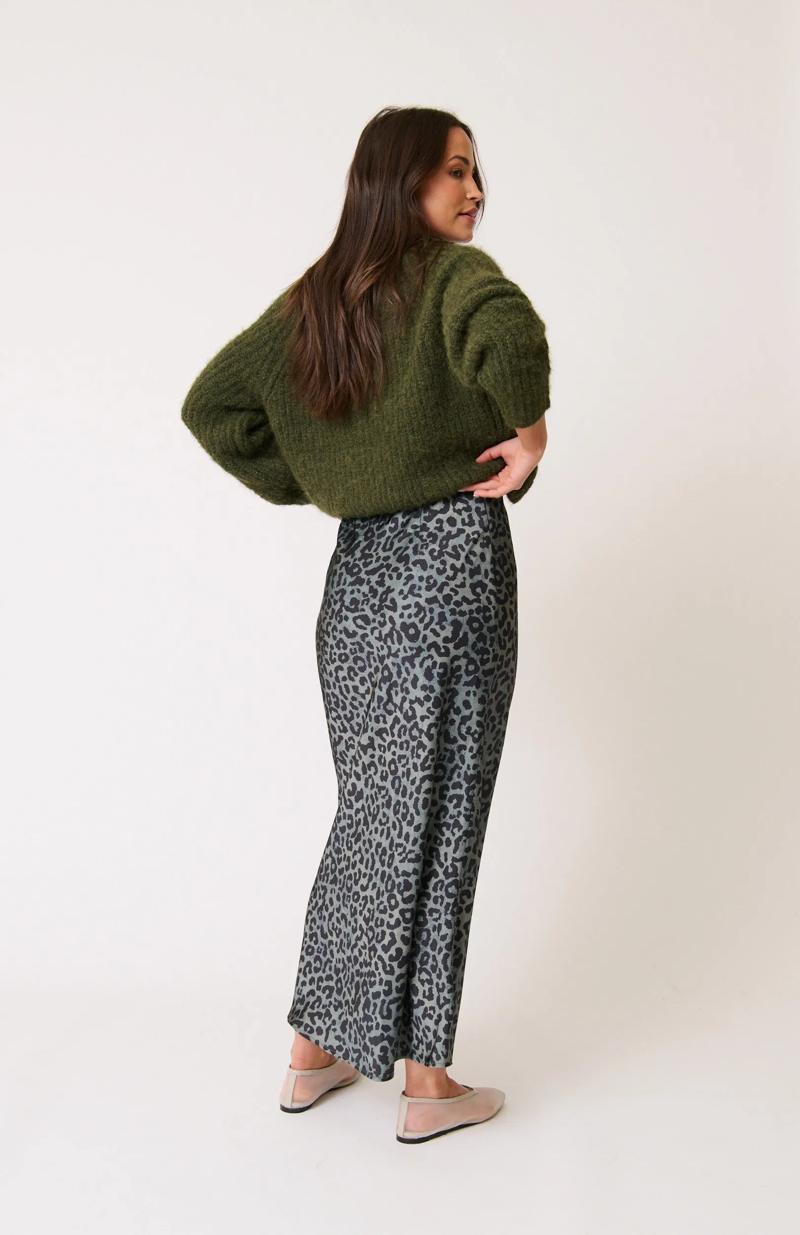 MILLIE SLIP SKIRT || KHAKI LEOPARD