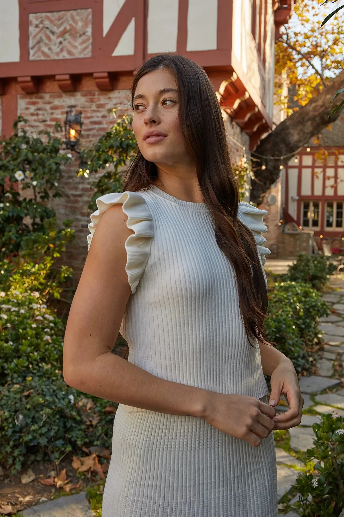 Minerva Cream Sweater Tank (L)
