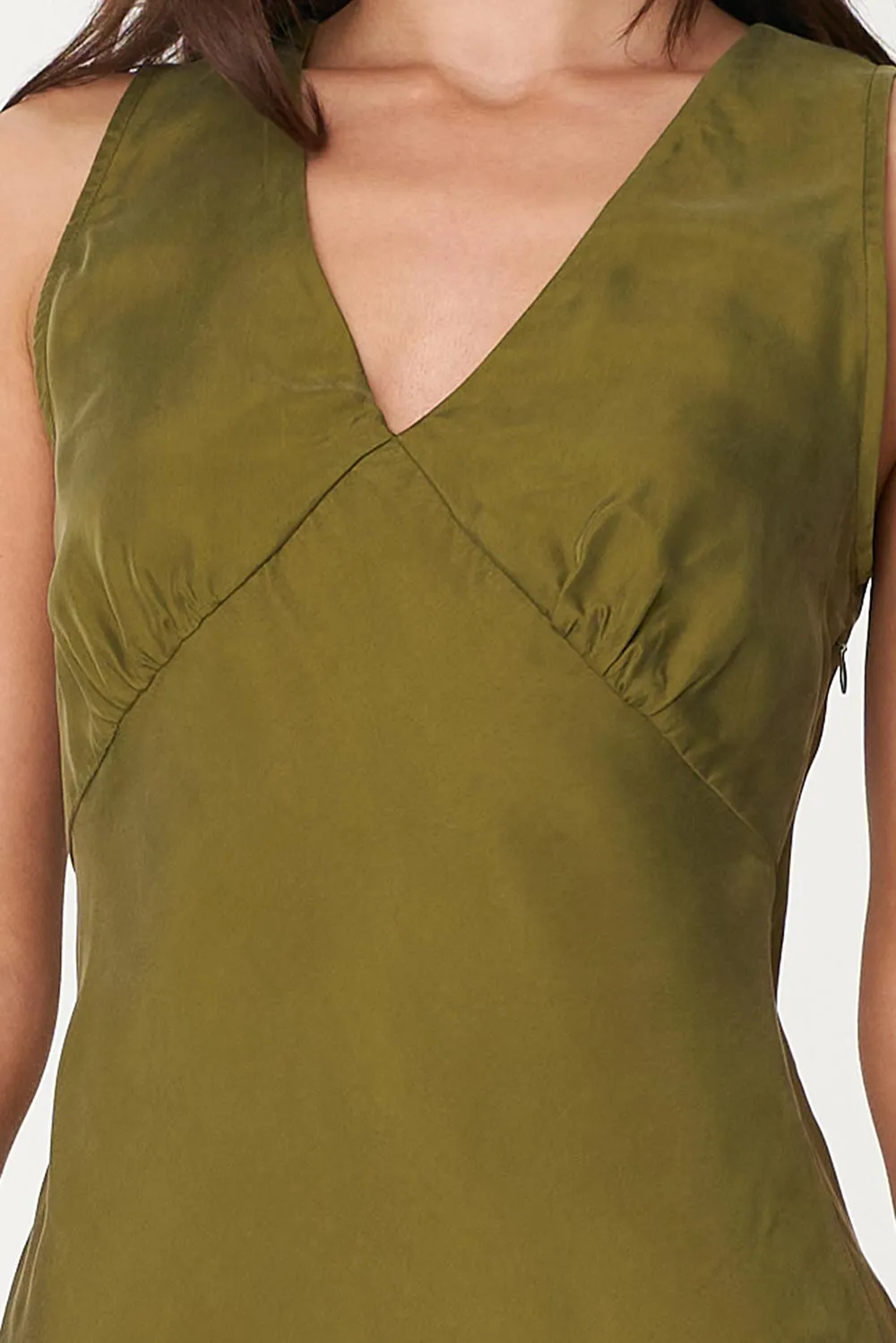 Misa Moss Cupro Shift Dress