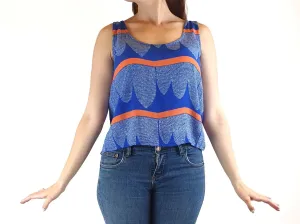 Mister Zimi blue print cropped sleeveless top size 10