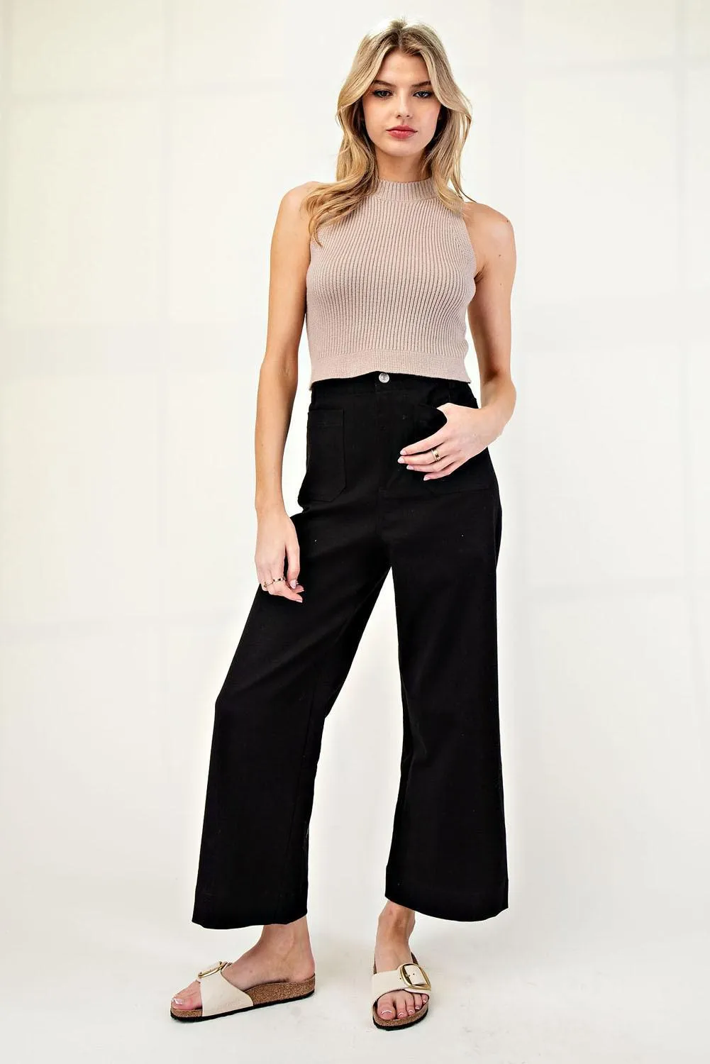 Mock Neck Cropped Sweater Top - Coco