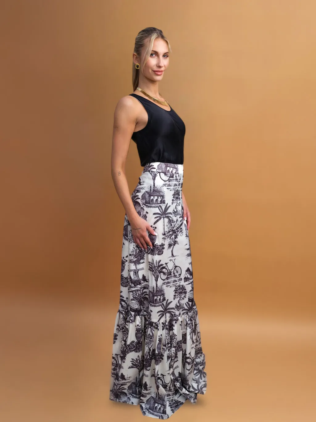 Monroe Novelty Tropical Print Maxi Skirt for Tall Women