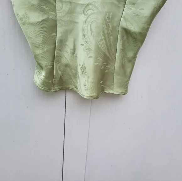 MORGAN TAYLOR INTIMATES OLIVE GREEN TWO PIECE SILK LIKE PAJAMA SET SIZE L WOMEN