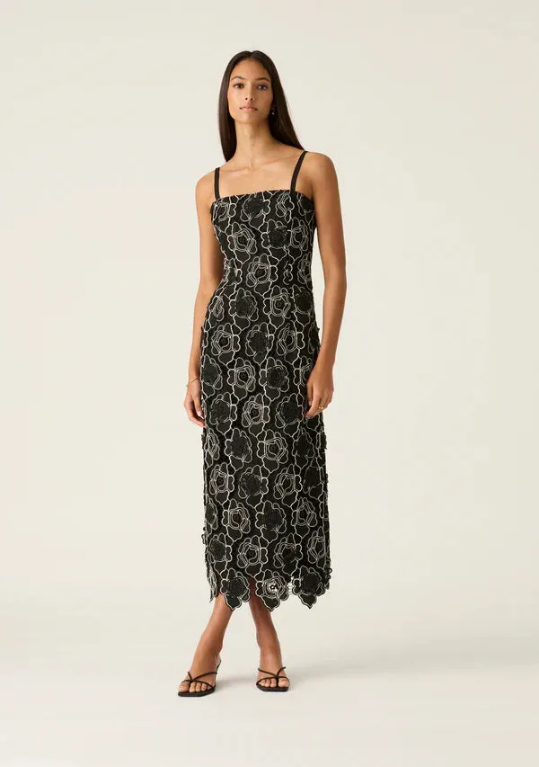 Mos the Label - Dahlia Lace Midi Dress - Black