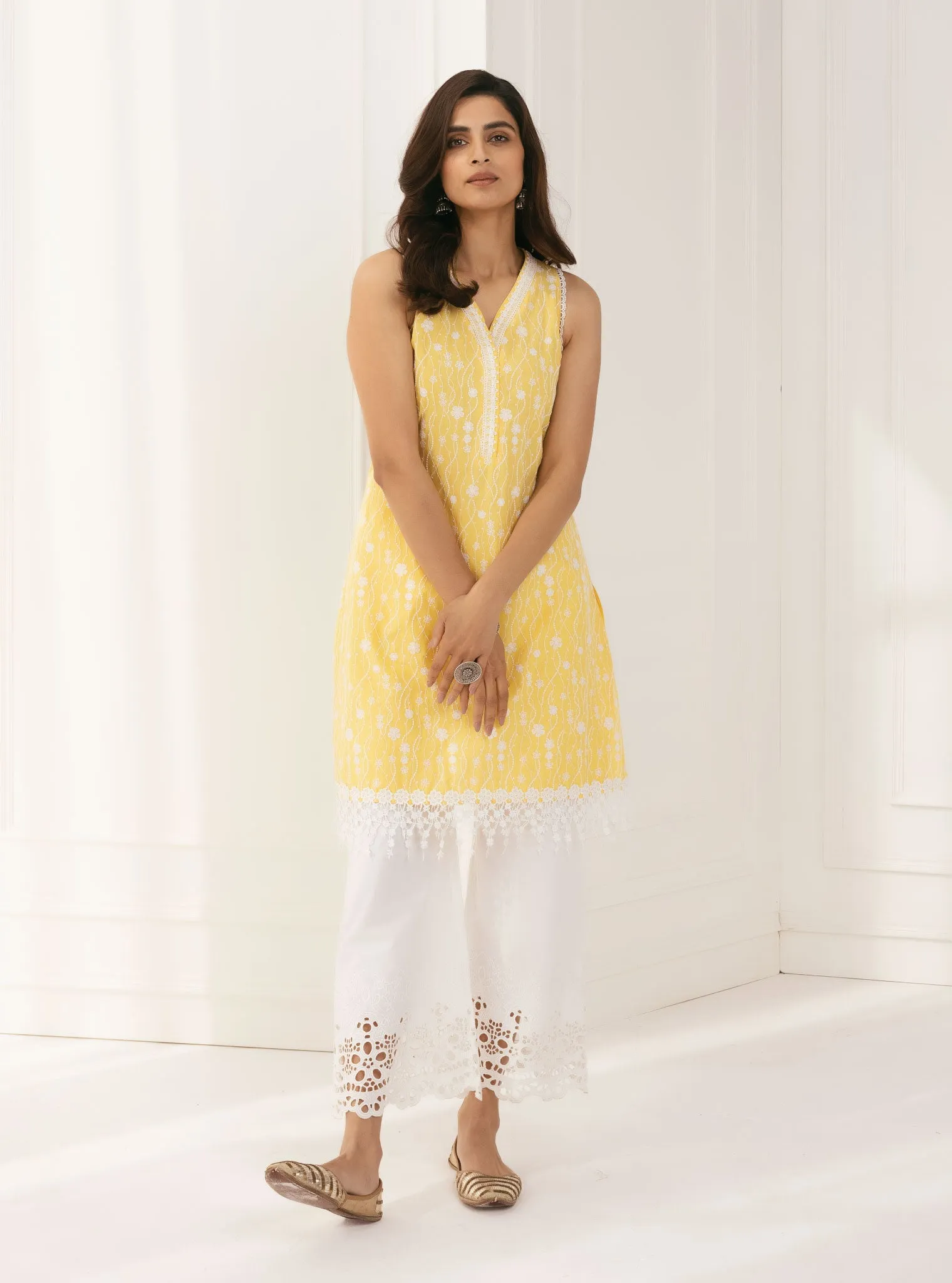 Mulmul Cotton Seoni Yellow Kurta