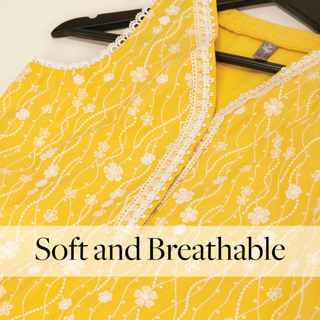 Mulmul Cotton Seoni Yellow Kurta