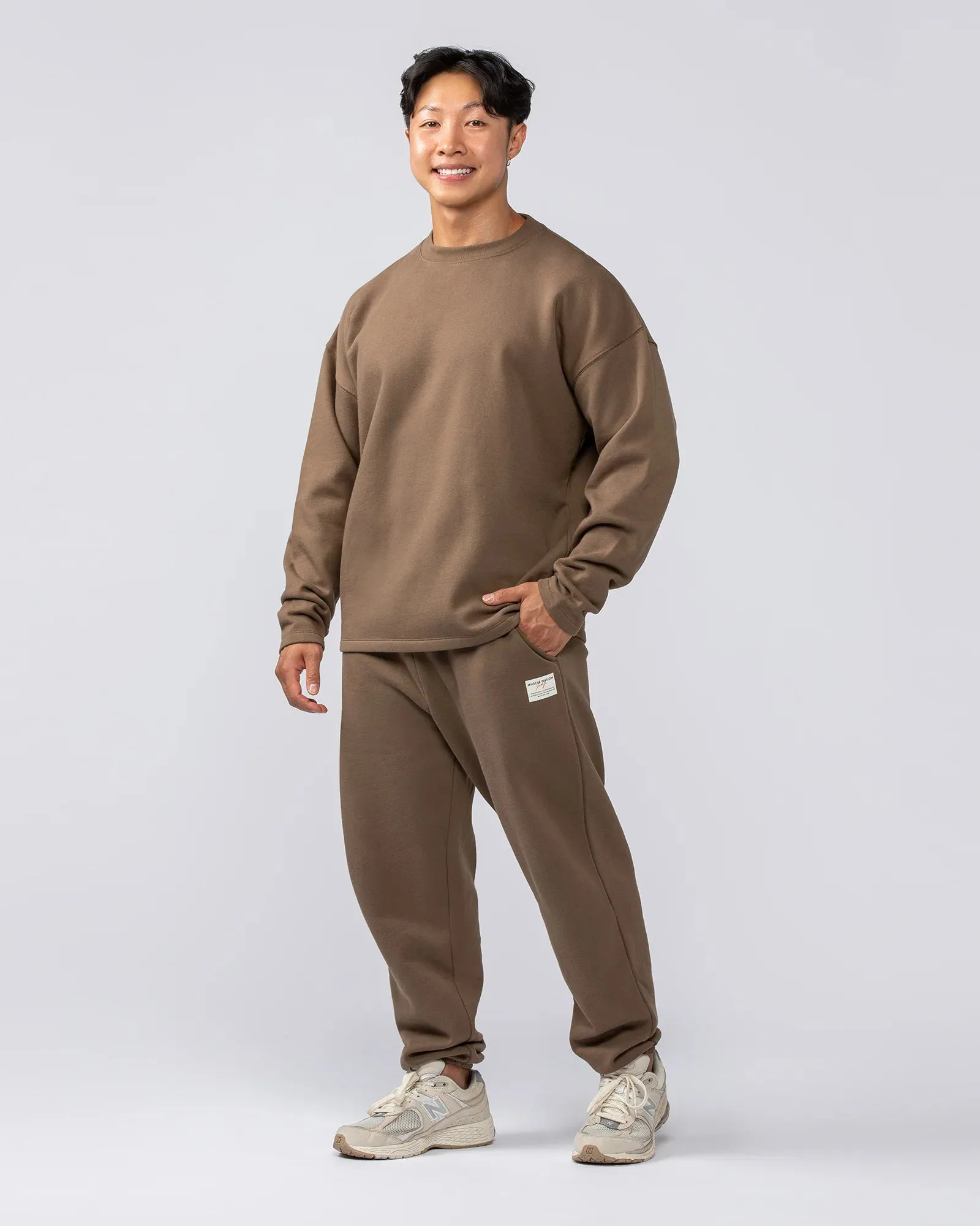 Muscle Nation | Lee Lem Crew Pullover - Washed Hazelnut