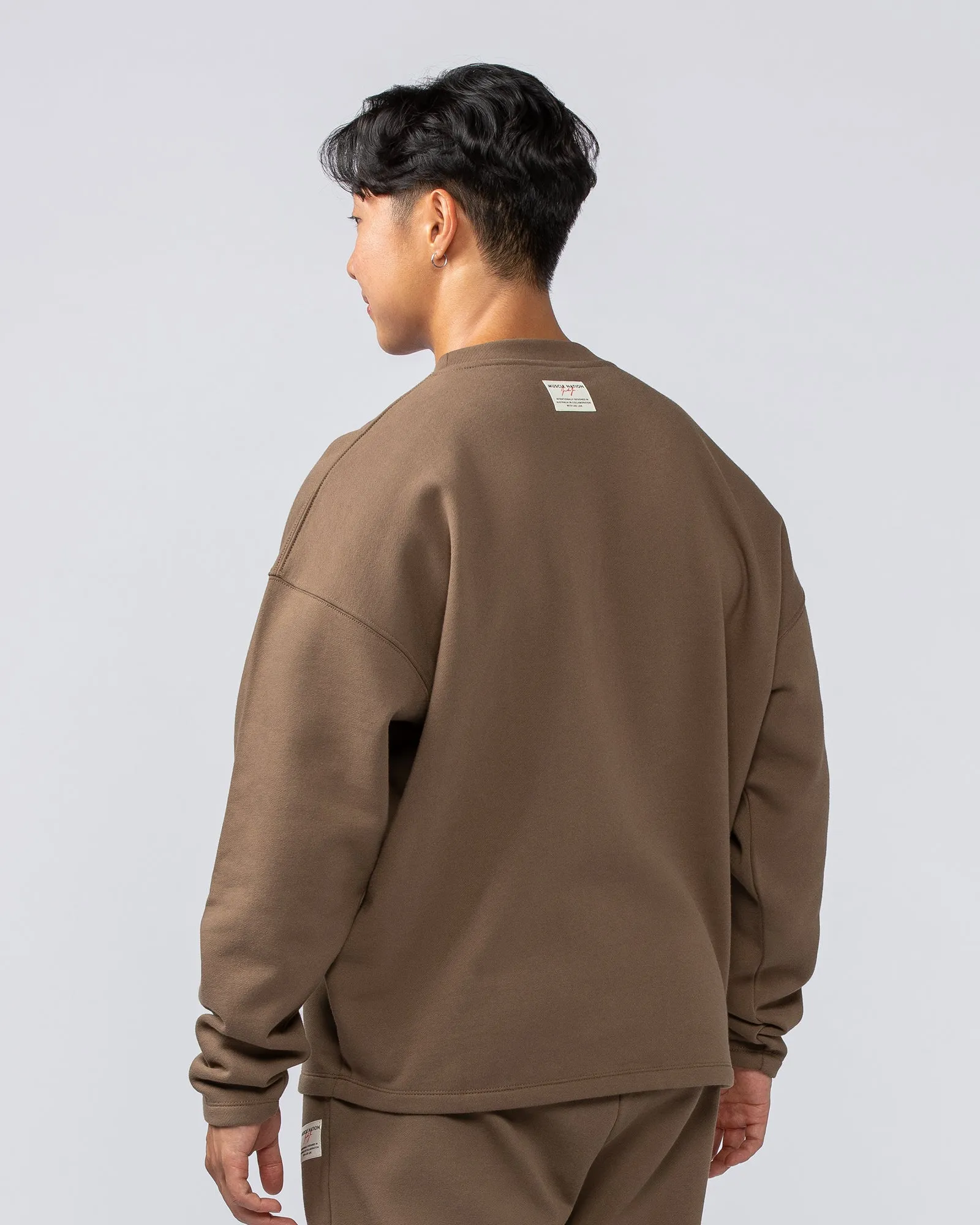 Muscle Nation | Lee Lem Crew Pullover - Washed Hazelnut
