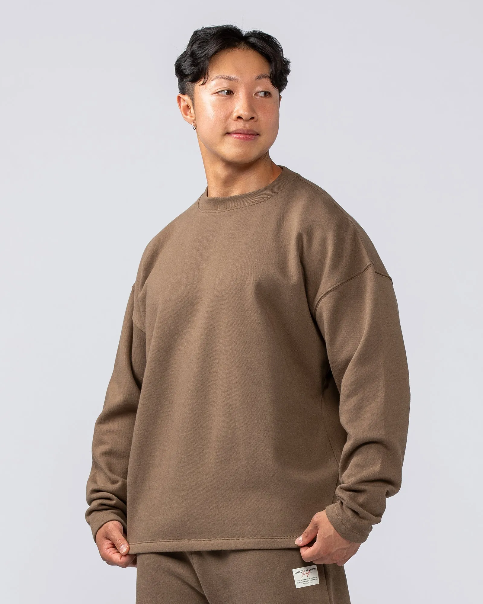 Muscle Nation | Lee Lem Crew Pullover - Washed Hazelnut
