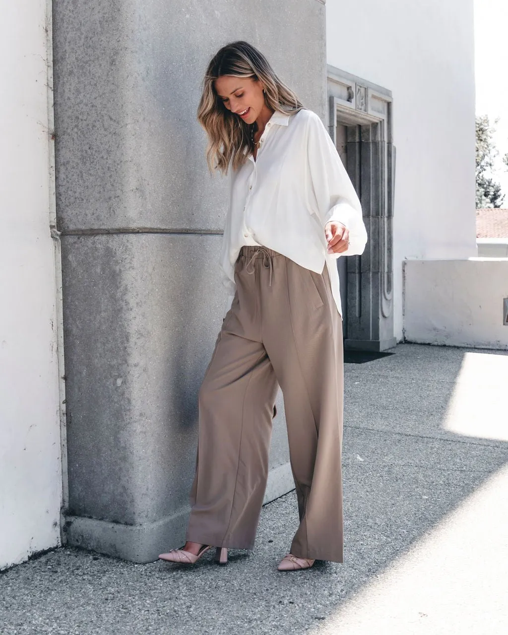 Muse By Magnolia Mocha Drawstring Wide Leg Pants - FINAL SALE