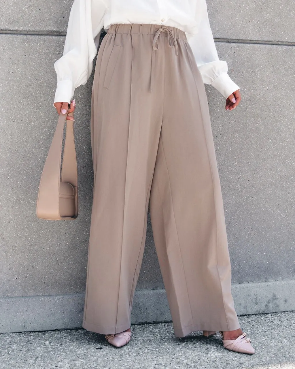 Muse By Magnolia Mocha Drawstring Wide Leg Pants - FINAL SALE