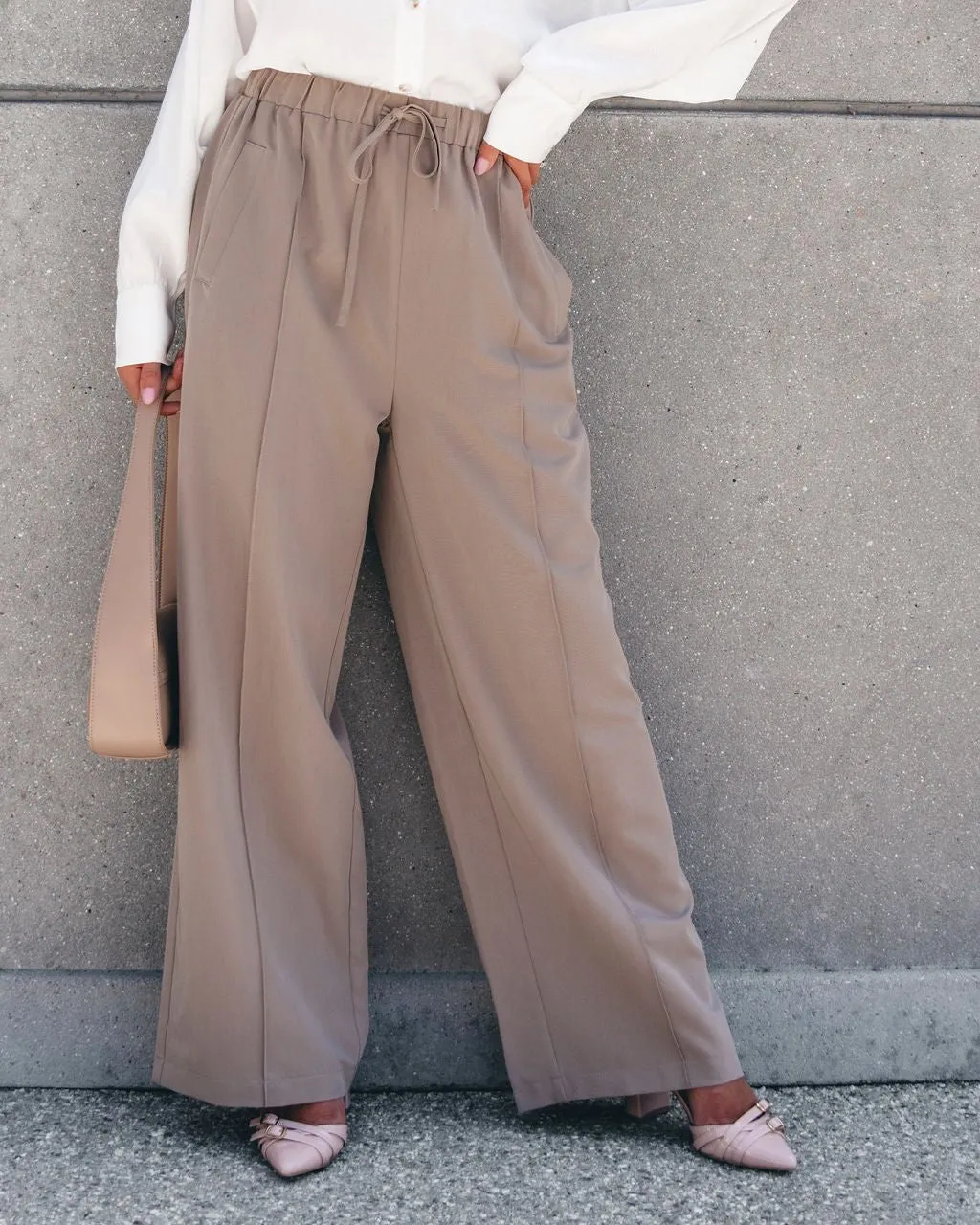 Muse By Magnolia Mocha Drawstring Wide Leg Pants - FINAL SALE