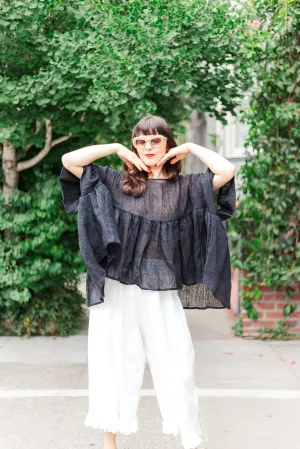 Mushroom Top in Black Linen Wool (RTS)