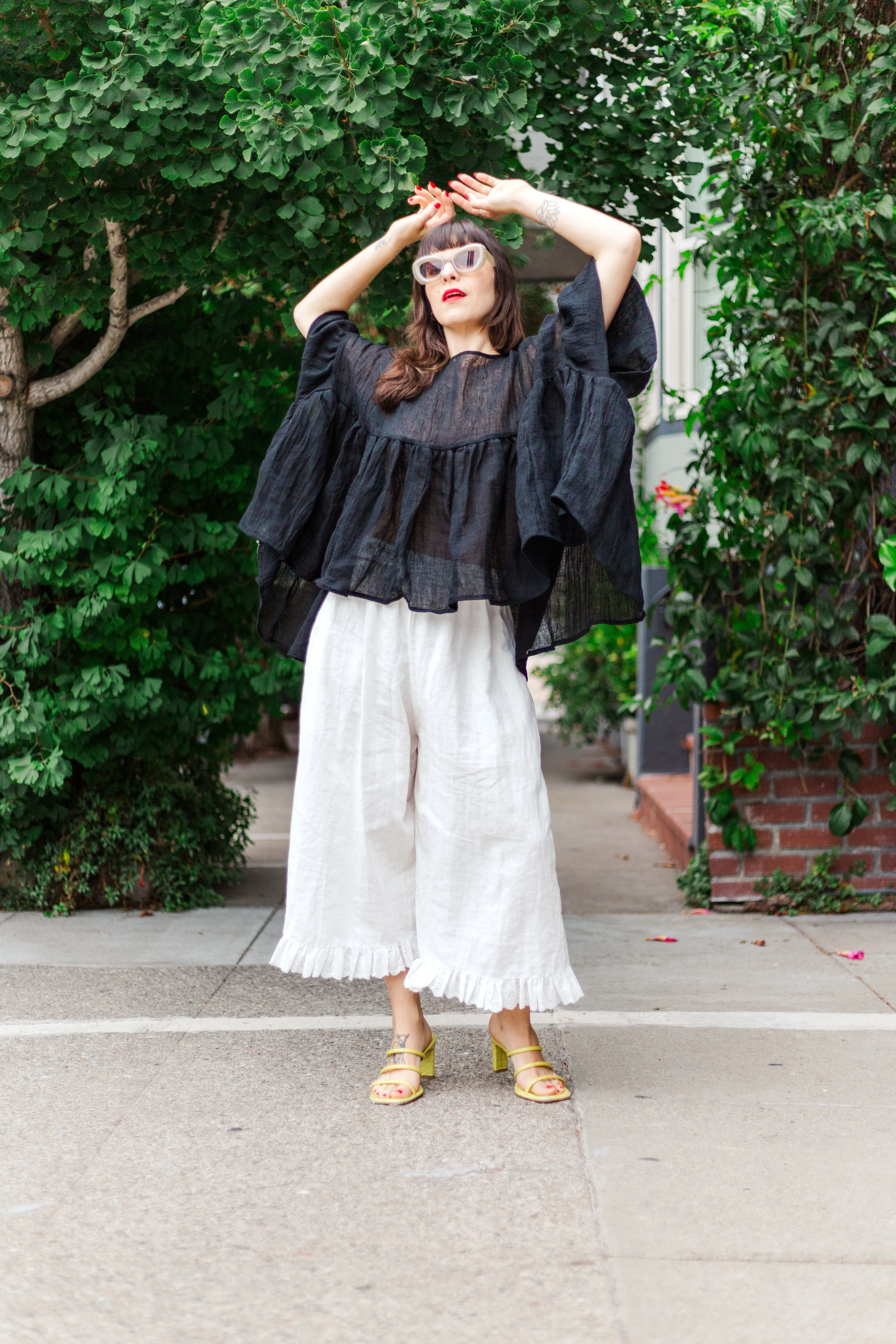 Mushroom Top in Black Linen Wool (RTS)
