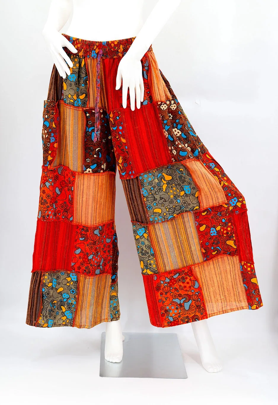 Mushroom Wide Leg Patchwork Pants Orange
