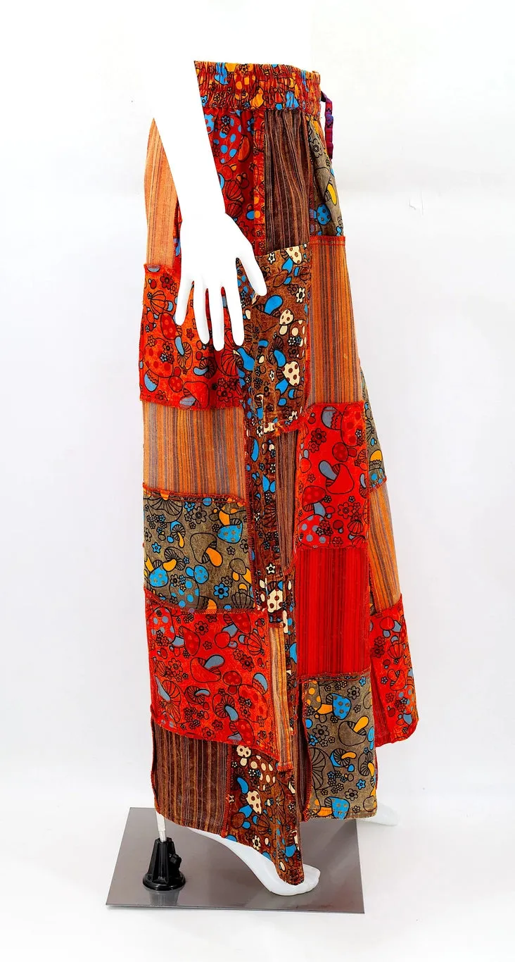 Mushroom Wide Leg Patchwork Pants Orange