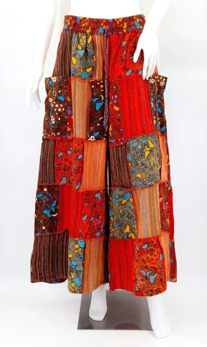 Mushroom Wide Leg Patchwork Pants Orange