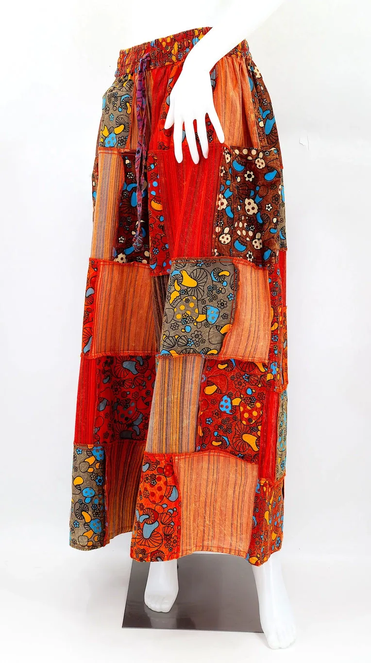Mushroom Wide Leg Patchwork Pants Orange