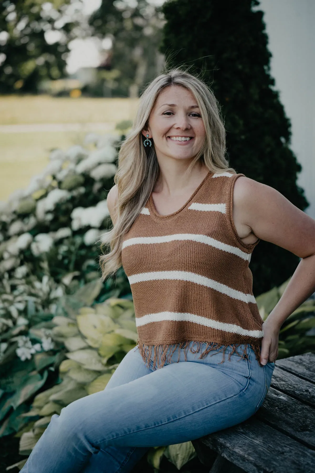 'Myla' Striped Sweater Tank (L Only)