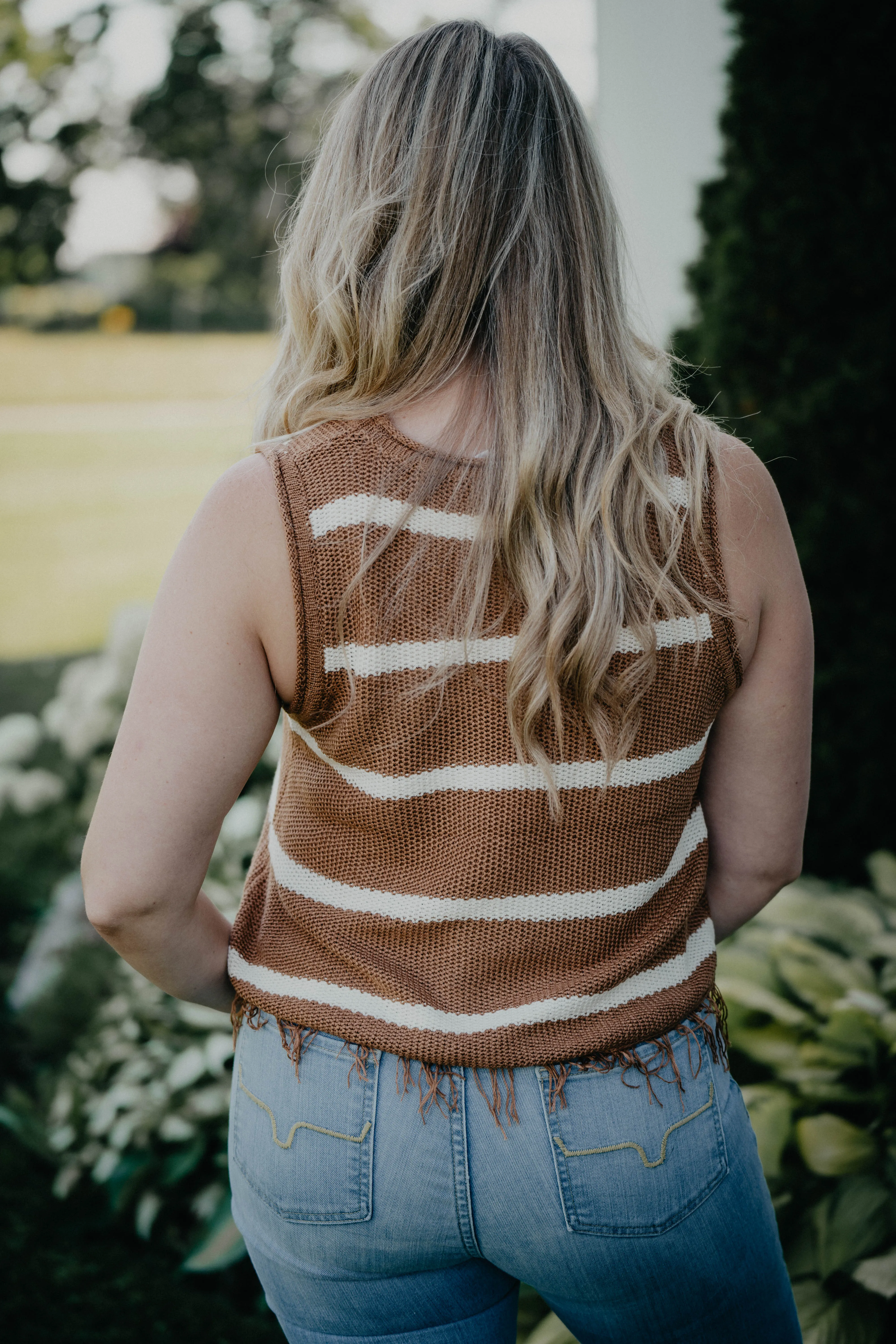 'Myla' Striped Sweater Tank (L Only)