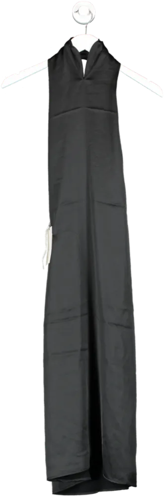 NA-KD Black X Josephine Hj Twisted Front Satin Midi Dress UK 6