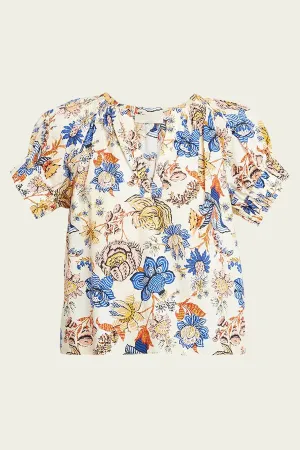 Naomi V-Neck Top in Magnolia