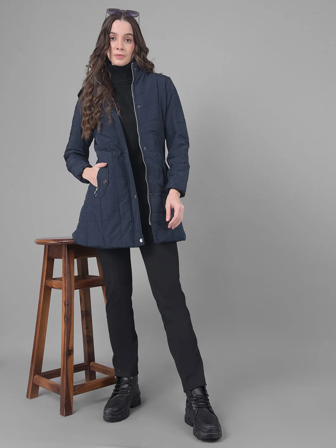 Navy Blue Puffer Jacket