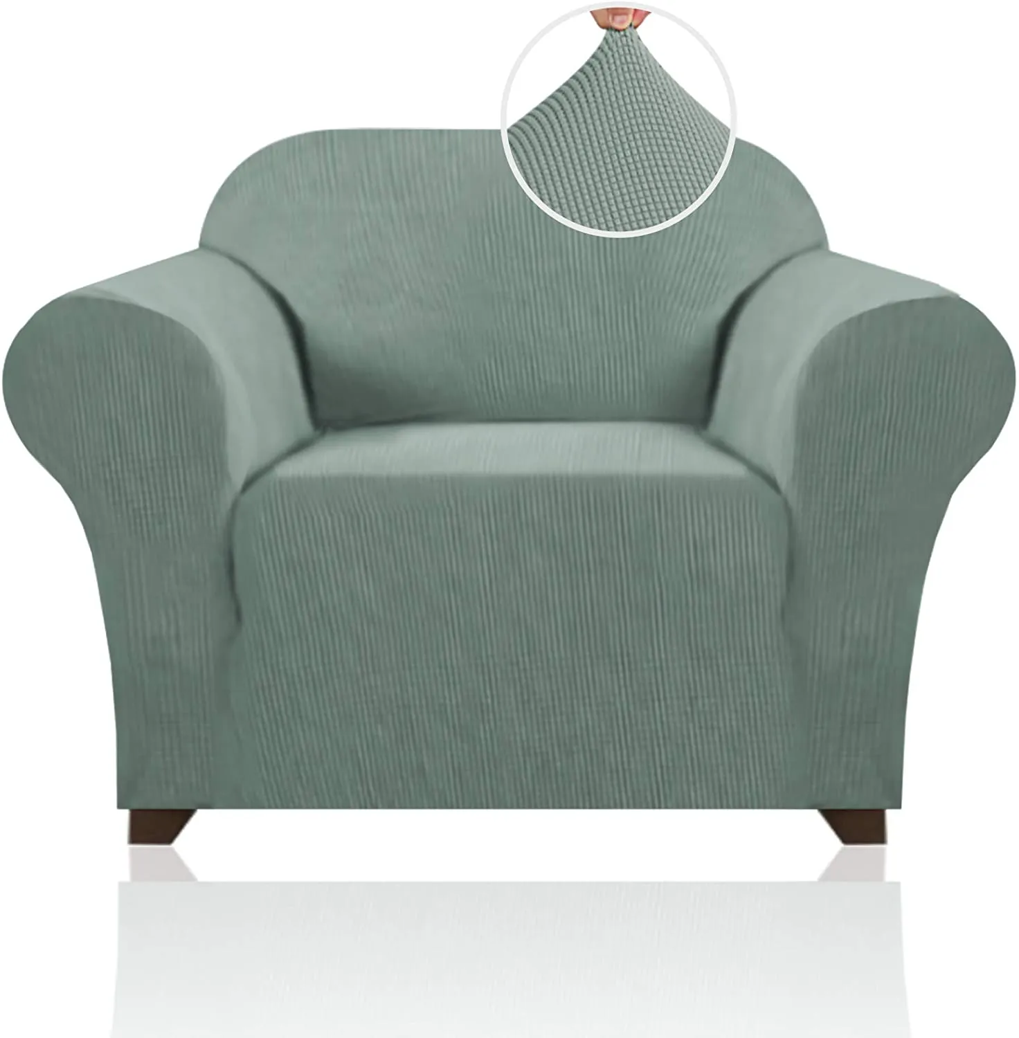 New EasyGoing Stretch Armchair Slipcover for Chairs. Protector Cover for Dogs / Pets / Kids, Feature Checks Pattern Jacquard, Thick and Soft - Sage