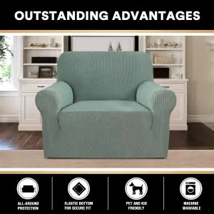 New EasyGoing Stretch Armchair Slipcover for Chairs. Protector Cover for Dogs / Pets / Kids, Feature Checks Pattern Jacquard, Thick and Soft - Sage