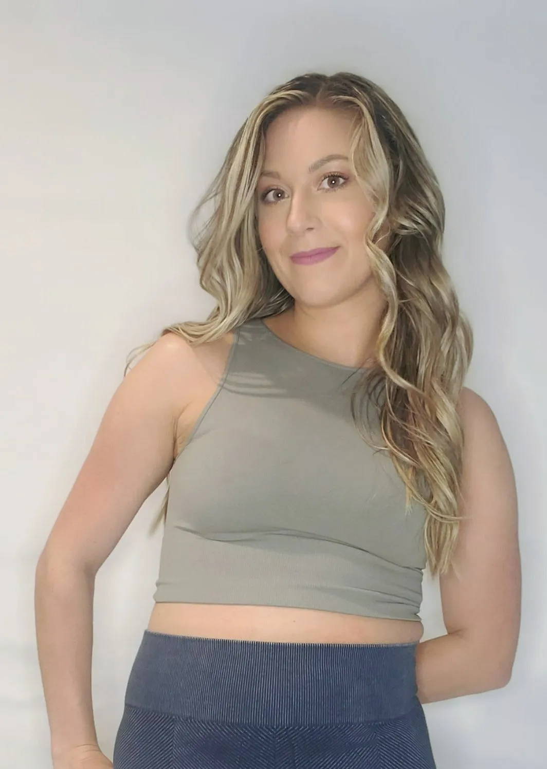 Nikibiki Solid High-Neck Crop Top