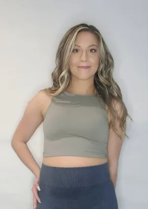 Nikibiki Solid High-Neck Crop Top