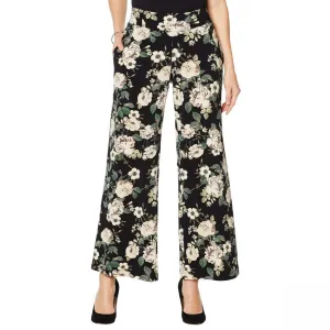 Nina Leonard Women's Plus Size Stretch Crepe Wide Leg Pants With Pockets