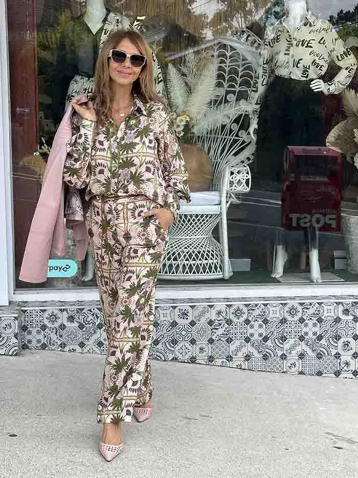 Nisha Palm Printed Pants