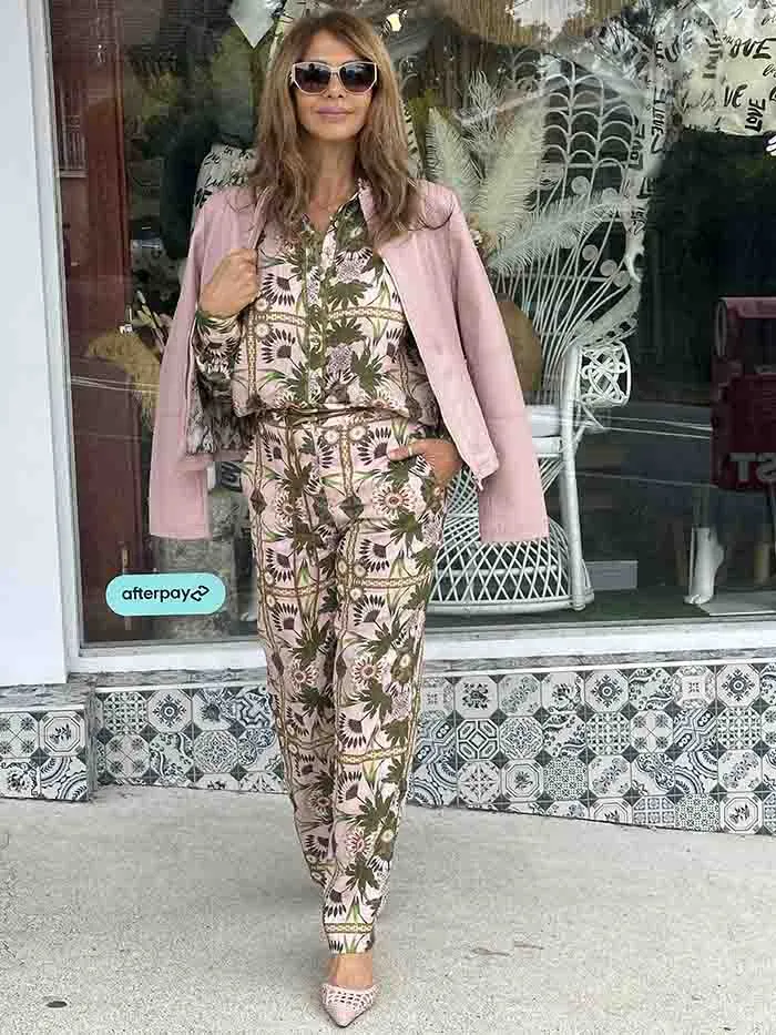 Nisha Palm Printed Pants