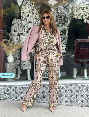 Nisha Palm Printed Pants