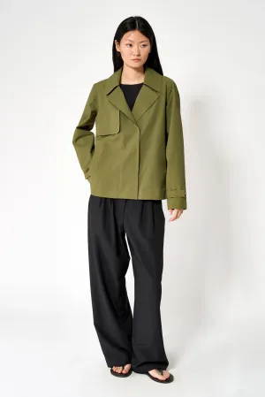Niwl Short Trenchcoat - Winter Moss