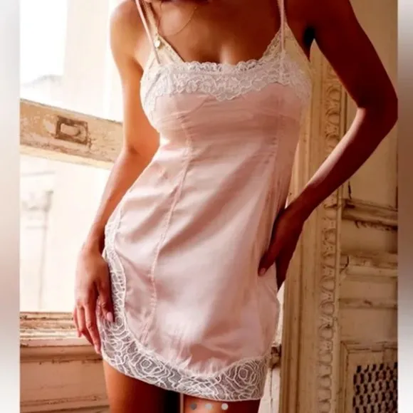 NWOT Free People Aries Rising Mini Slip Morganite Pink