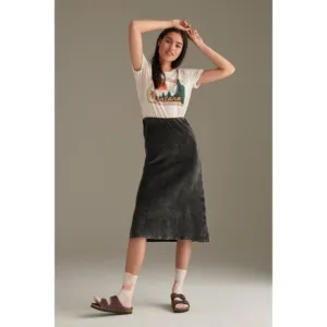NWT Anthropologie Cloth &amp; Stone Beverly Bias Velvet Midi Skirt in Grey Size XS