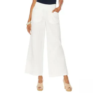 NWT DG2 By Diane Gilman Womens Smocked Palazzo Cotton Jeans Pants. 680780 Small