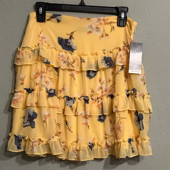 NWT Lauren Ralph Lauren Floral Ruffle-Trim Georgette A-Line Mini Skirt