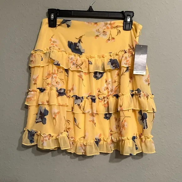 NWT Lauren Ralph Lauren Floral Ruffle-Trim Georgette A-Line Mini Skirt