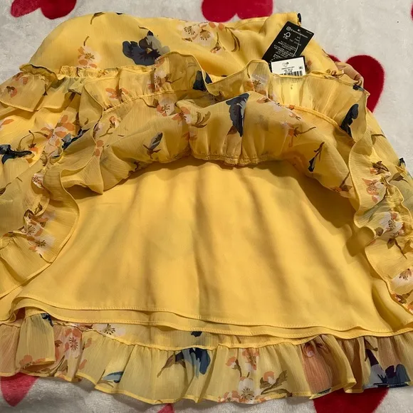 NWT Lauren Ralph Lauren Floral Ruffle-Trim Georgette A-Line Mini Skirt