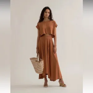 NWT re:blu 2pc Rust Crop Top &amp; Skirt Set Eco Friendly Recycled Fabric SZ S