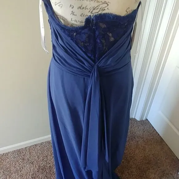 NWT Jasmine Special Occasion Bridesmaid Blue Strapless Maxi dress sz 10