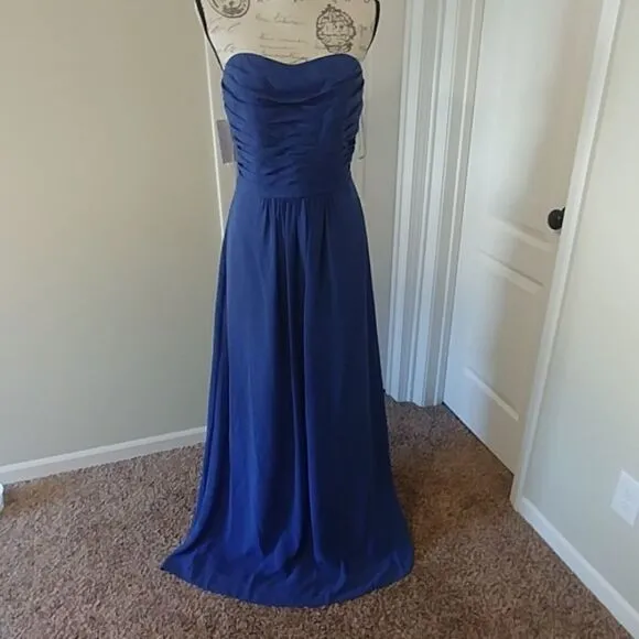 NWT Jasmine Special Occasion Bridesmaid Blue Strapless Maxi dress sz 10