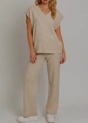 Oatmeal wide leg Sweater Pants