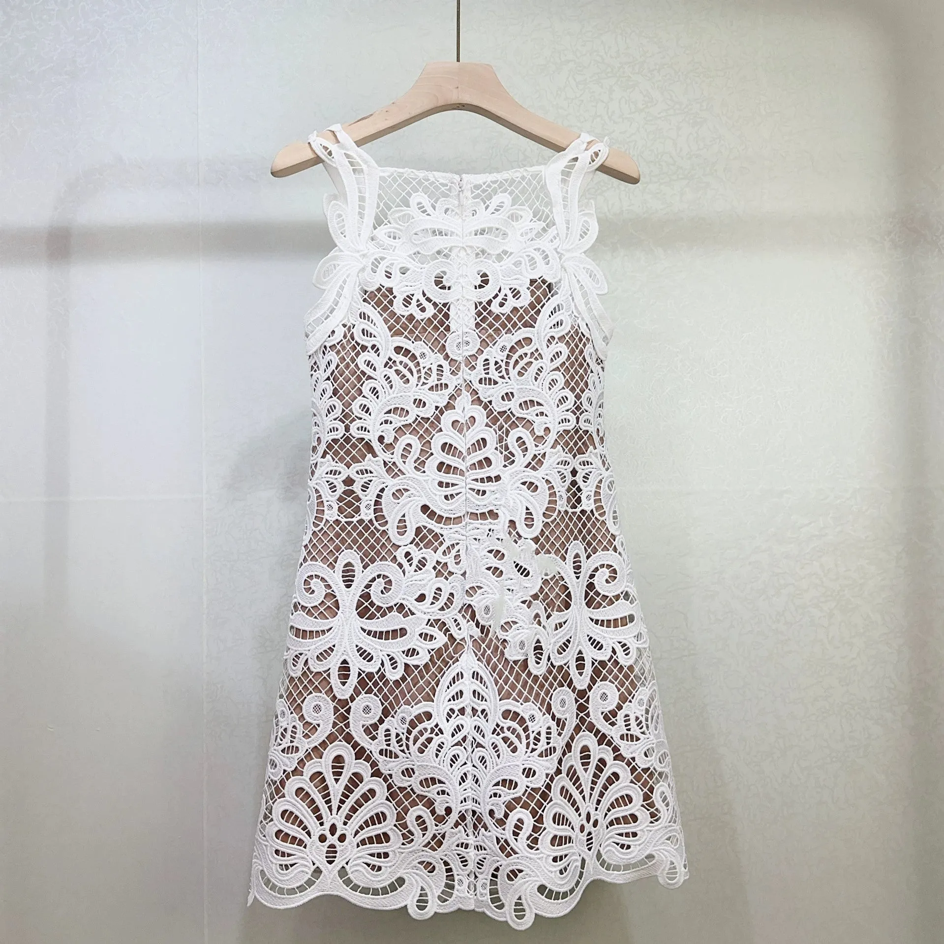 ODELETTE WHITE GUIPURE LACE MINI DRESS