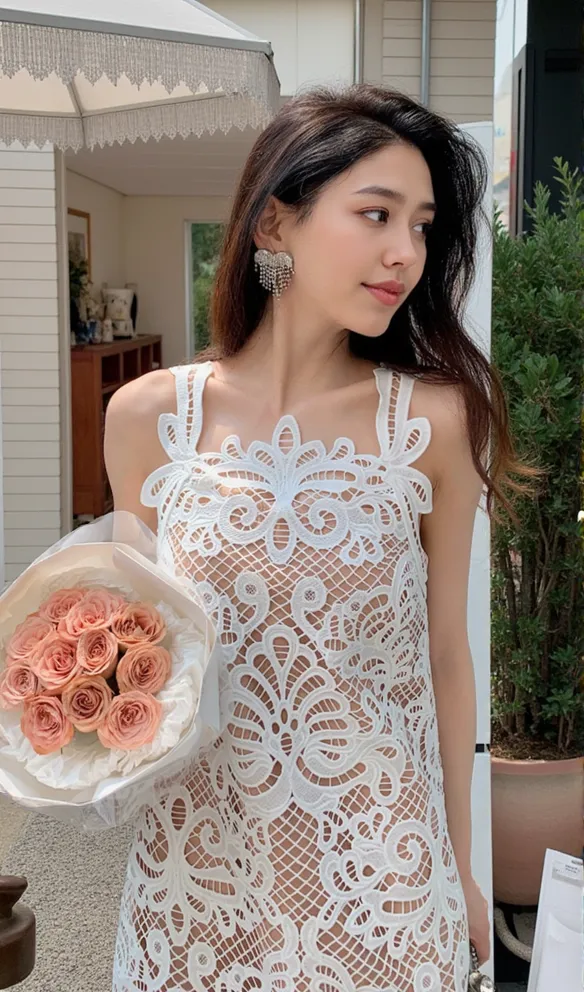 ODELETTE WHITE GUIPURE LACE MINI DRESS